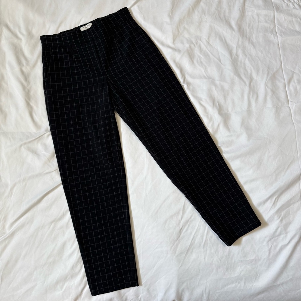 Babaton Aritzia Conan Ankle Pant Dark Navy Checkered